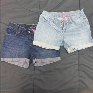 PLACE Women's Denim Shorts - Dark Blue and Light Blue - 2